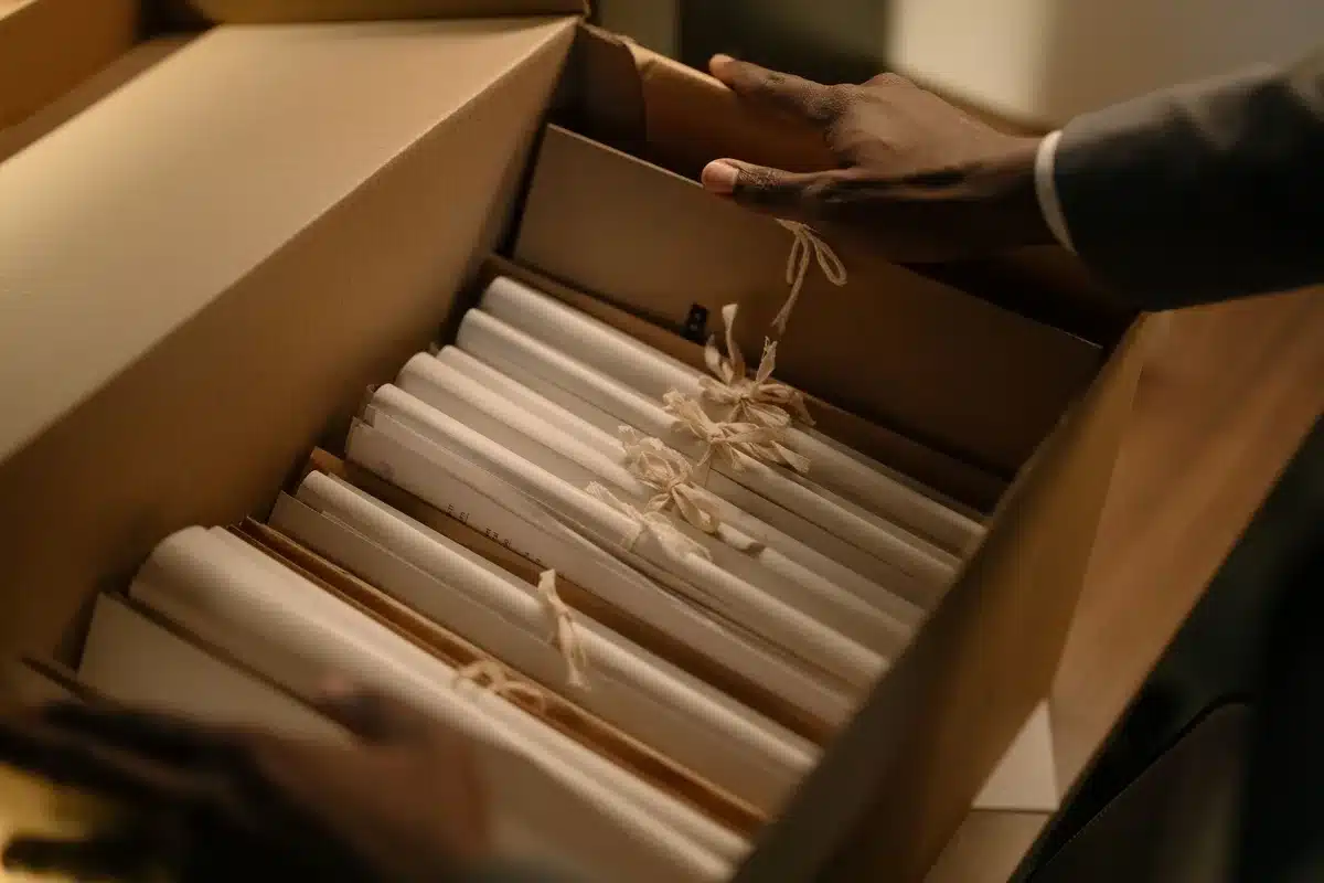 Dossier contenant des documents signés et archivés, symbolisant la traçabilité du consentement.