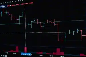 Représentation symbolique d'une protection contre la baisse d'un actif numérique avec un graphique de tendance baissière