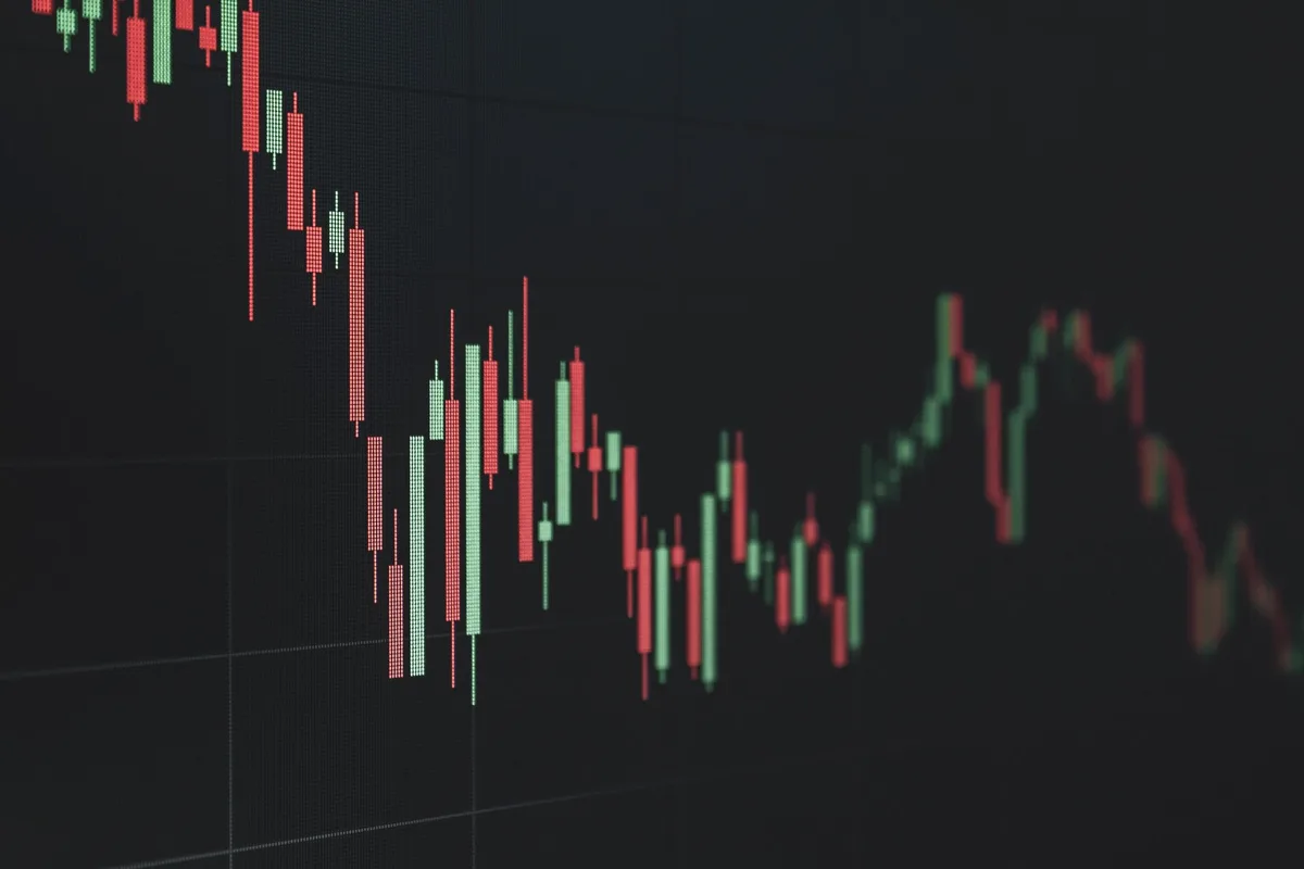 Graphique montrant une courbe de croissance économique déclinante et hésitante