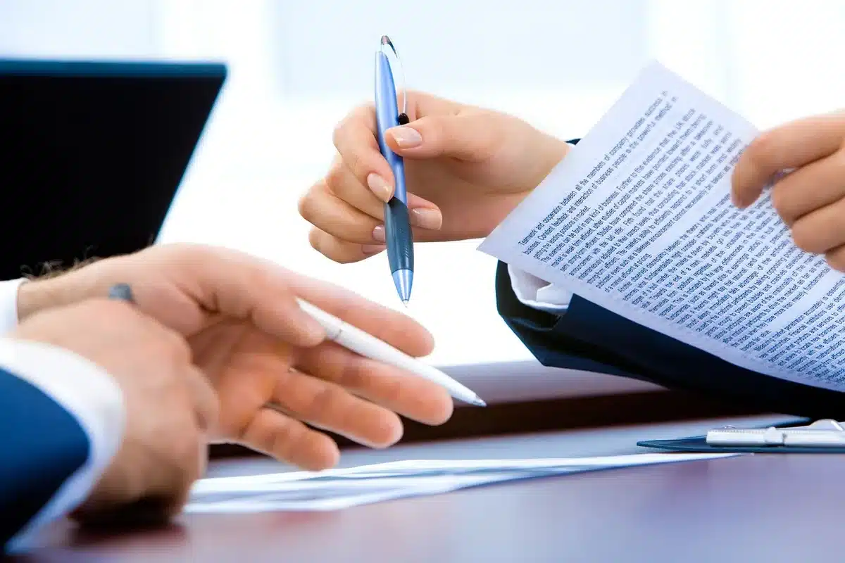 Documents d'investissement forestier sur un bureau en lumière du jour